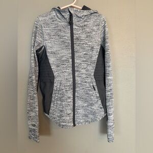 Ivivva Gray Marled Full-Zip Hoodie with Black Accents